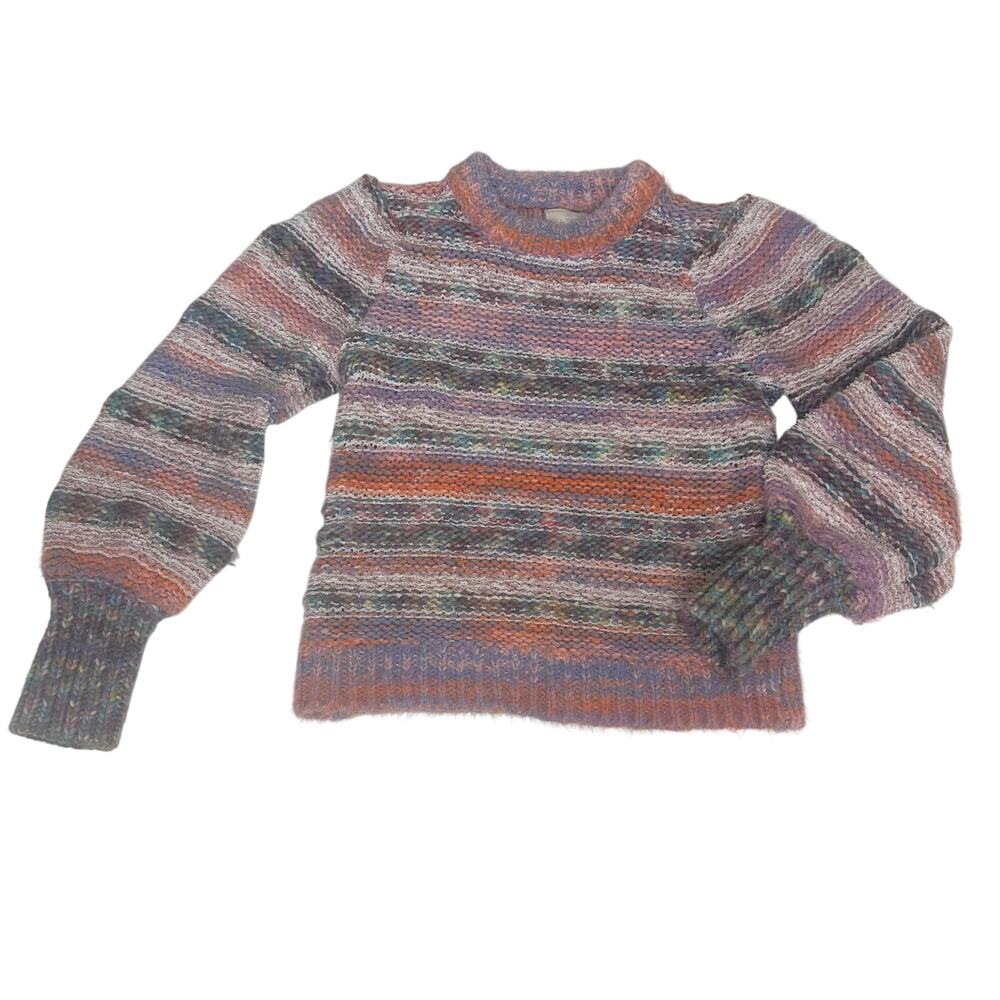Urban Outfitters Carol Space Dye Pullover Sweater Crew Neck Puff Sleeve XS